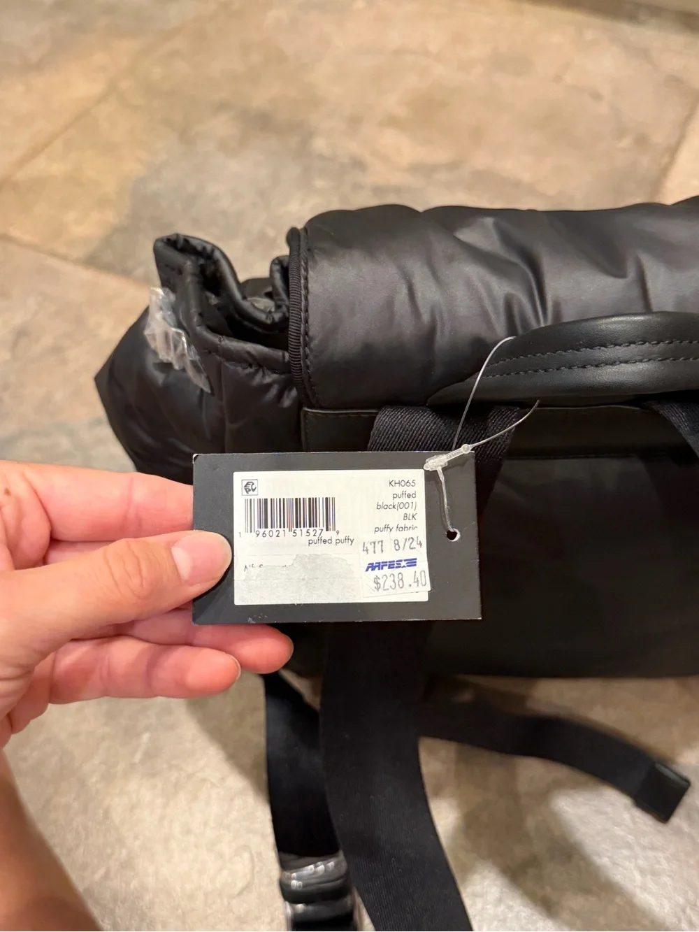 kate spade Black Nylon Roll-Top Backpack with Front Pockets